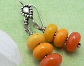 Sunshine Orange Paisley Dangle Earrings, Lampworked Earrings, Yellow Earrings, Drop Earrings