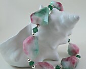 Pink and Green Bracelet -- Candy Jade and Green Opal Crystals  (no. 667)