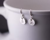 Yoga Earrings, Om Jewelry Short Earrings, Simple Earrings, Sterling Silver Om Jewelry