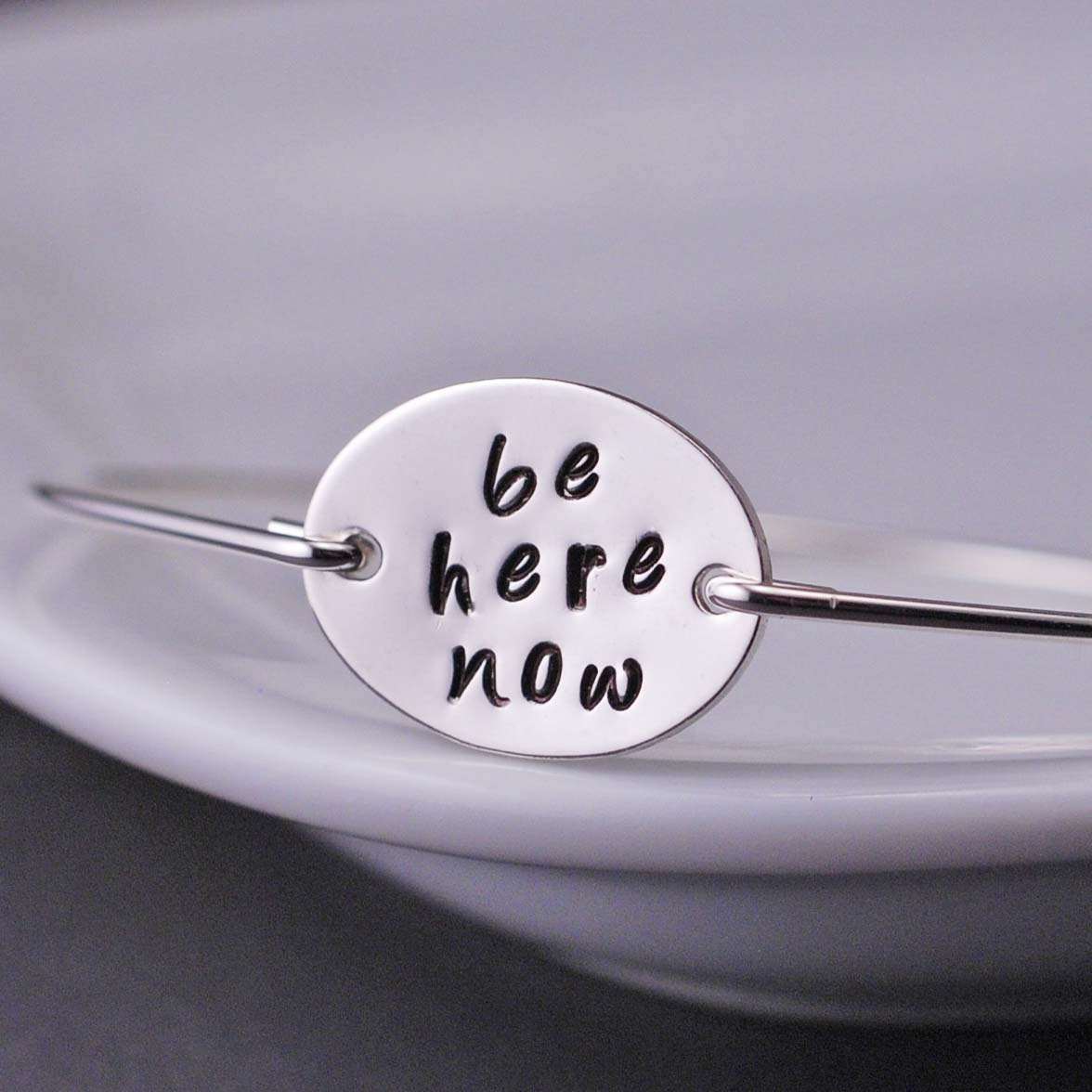 Yoga Jewelry, Be Here Now, Yoga Bracelet, Modern Zen Jewelry, Sterling Silver Yoga Bracelet