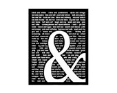 Ampersand Artwork - Typography Digital Art Print - Modern Home Decor 11x14 Black and White Ampersand Symbol Poster