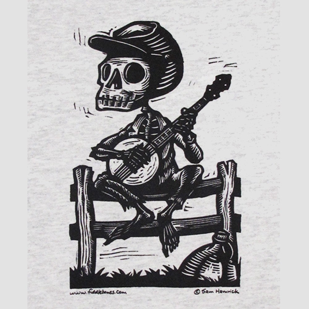 Skeleton Banjo Tshirt Calavera Banjer Bones, XXLarge or 3XLarge
