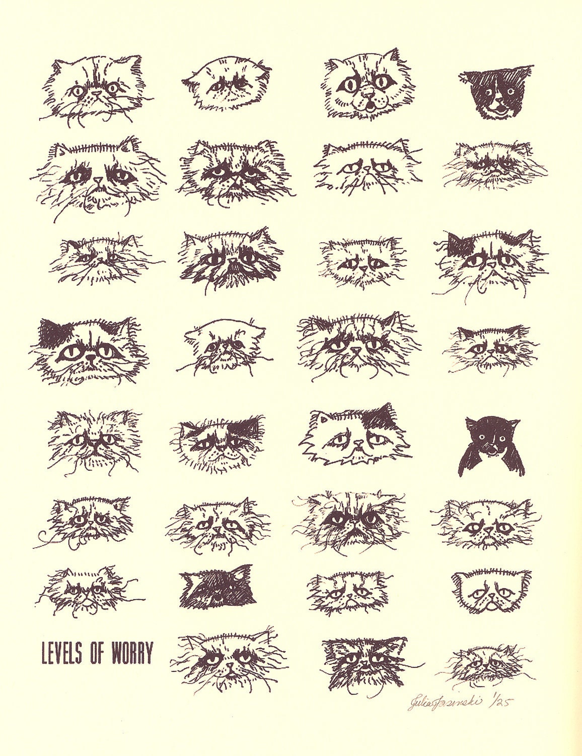 Levels of Worry limited edition print persian cats bi color