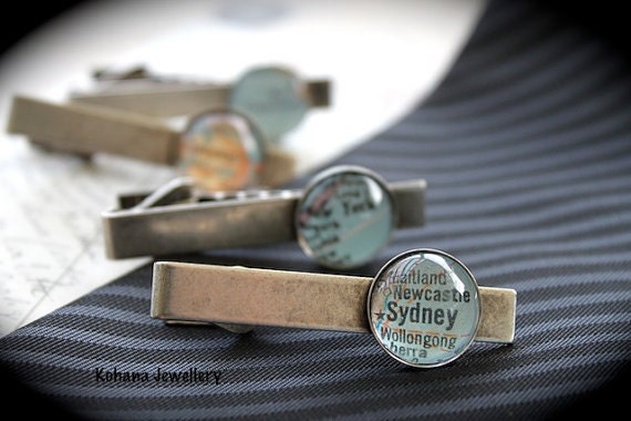 Authentic Custom Vintage Map Tie Clip