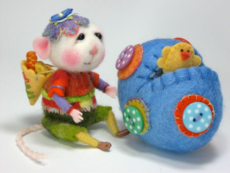 PDF CLASS Needle Felted Animal Dressed Mouse & Bunny Class Needle Felting / Create a Bunny and Mouse (Kit Available and sold separately)