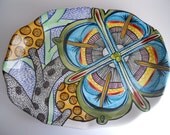 Majolica Platter Big Bright and Botanical