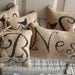 Bird  Letter Custom Monogram  - Burlap Feed Sack Pillow Door Hanger