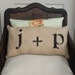 Love Letters - Burlap Pillow - Feedsack Style - Personalize with you and your sweetie's initial - Custom Monogram Pillow