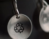 Handmade Recycle Earrings  - Sterling Silver Discs with a Matte Finish - Made to Order