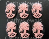 Unset Cameo Lolita  Day Of The Dead  Goddess Pink on Black 18x13