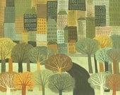 Fall in New York.  Limited edition print by Matte Stephens