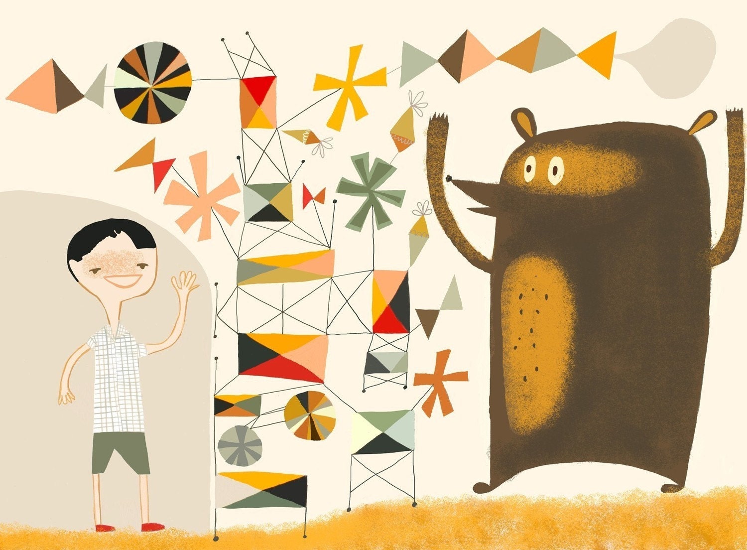 Everyone thought Leonard was a boy genius but Rupert the imaginary bear actually built the do-nothing. 16x20 limited edition print