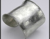 EGYPTIAN CUFF - Dramatic Handforged Hammered Wide Concave Pewter Cuff Bracelet