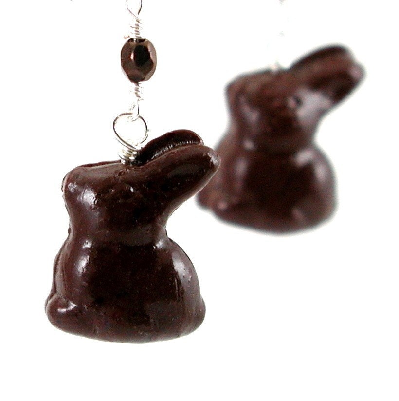 Chocolate bunny earrings