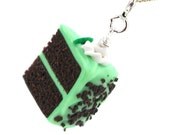 Cake necklace: chocolate mint cake