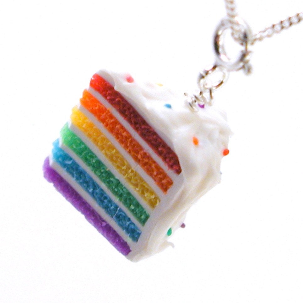 Rainbow cake necklace