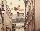 Paris photography, Hot air balloons over street, Travel Photograph, Surreal, Romantic Wall Decor - Paris is a Feeling