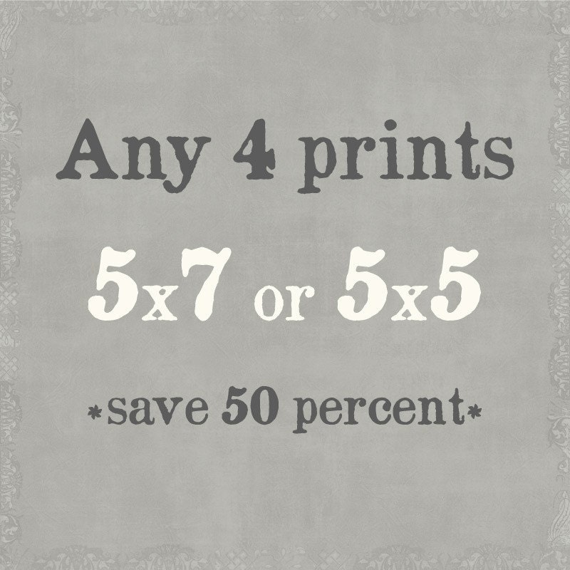 Four 5x7 or 5x5 Prints of Your Choice