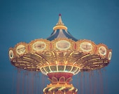 Carnival Photograph - Amusement Park, Blue Sky, Summer Vacation, Colorful, Santa Cruz, Whimsical, Dreamy, Circus, Orange - Night Rider