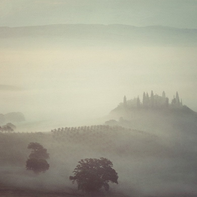 Fog in Tuscany photograph, Landscape Photography, Italy, Foggy, Spring Misty Morning, Silver Grey, Dreamy - Misterious ways