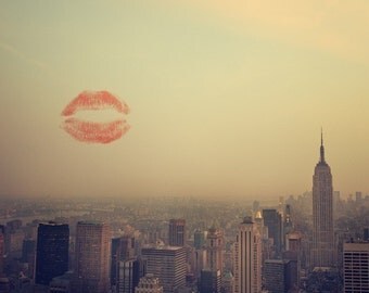 New York Photography - I Love New York (2) - Valentine, Manhattan Skyline, Empire State Building Photograph, Autumn Colors, Fine Art Print