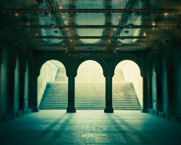 New York Trilogy - Fine art NYC photograph - Classic architecture in Central Park, Manhattan, Teal, Emerald