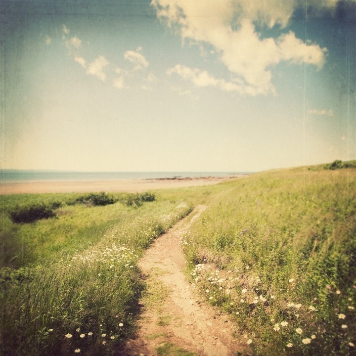 Beach Photograph, Ocean Art, Landscape Photography, Sea, Green, Blue, Wall Art, Path - Summer, Please Return