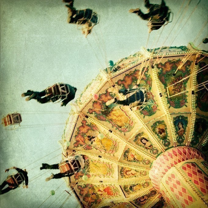 Carnival Photos, Nursery Art, Summer Fair, Ferris Wheel, Merry-Go-Round - Carnivale - Set of four 5x5 prints