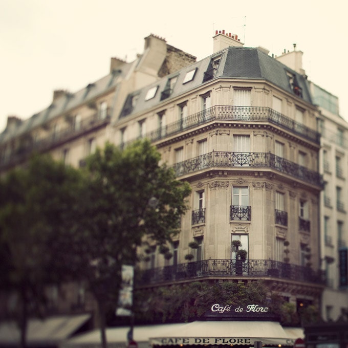Paris Photograph, Cafe de Flore, Paris Decor, Left Bank, St Germain, Travel photography - Drinking Coffee Elsewhere