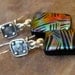 Fused Glass Earrings, Dichroic Fused Glass - Black Tuxedo