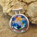 Dichroic Fused Glass in a Silver Setting, Blue and Copper Dichoric Glass Pendant - Kaleidoscope