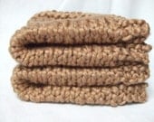 Organic Cotton Set of 2 Pecan Brown Handknit Dish Cloths