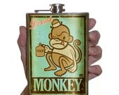 Drunk Monkey - Stainless Steel Flask - 8oz.