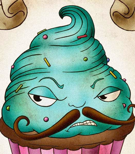 Bad Cupcake 5x7 print tattoo design flash art