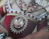Portrait of a Queen Royal Cameo Cabochon Antique'd Silver Pendant necklace
