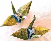 Honey Gold Peace Crane Wedding Cake Topper Party Favor Origami Ornament Japanese  Bird Sparkle Decoration