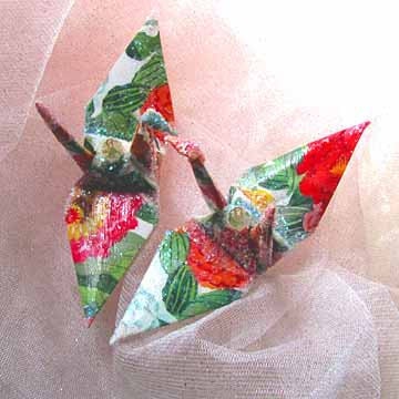 Zinnia Peace Crane Wedding Cake Topper Party Favor Origami Ornament Japanese Paper Bird Decoration