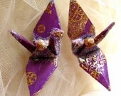 Peace Crane Wedding Cake Topper Party Favor Origami Christmas Ornament Japanese Paper Bird Purple Gold Filigree Decoration