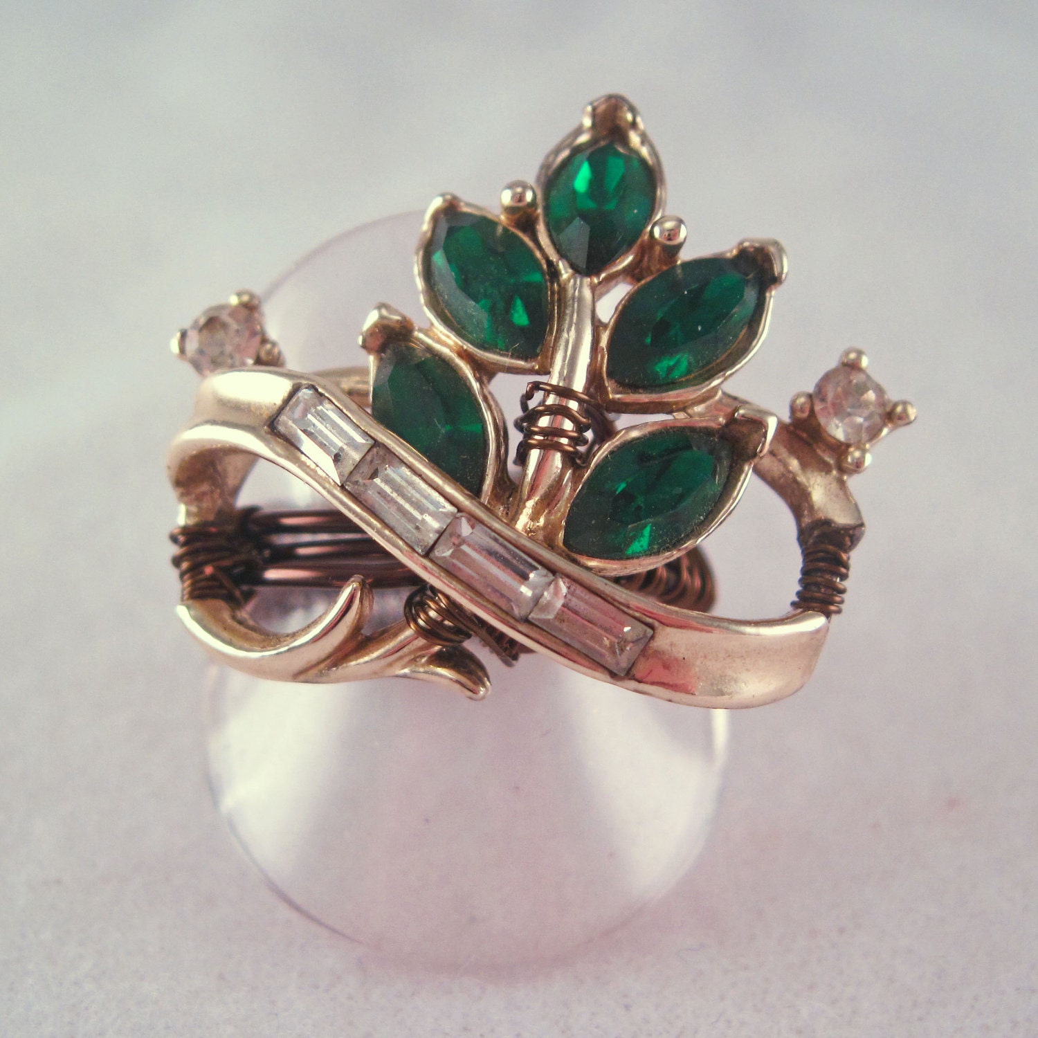 Green and Gold Sparkling Salvage Ring