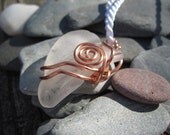 Frosted White Seaglass  Necklace
