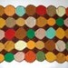 Colorful Vintage Afghan . Multi Color Throw . Handmade . earthtones . Circle . Scalloped . Cottage Decor