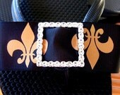 Flip Flops - Black with Gold Fleur de Lis
