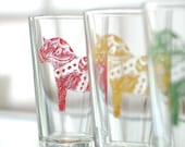 Dala Horse, screen printed glassware, multi color, set of 8 pint glasses
