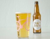 SALE- 4 bicycle pint glasses, pink bike