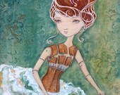 Victorian, Steampunk, Dress Form, Corset, Art Nouveau,  Pop surrealist, Escape of Hollow Girl, 8x10 print
