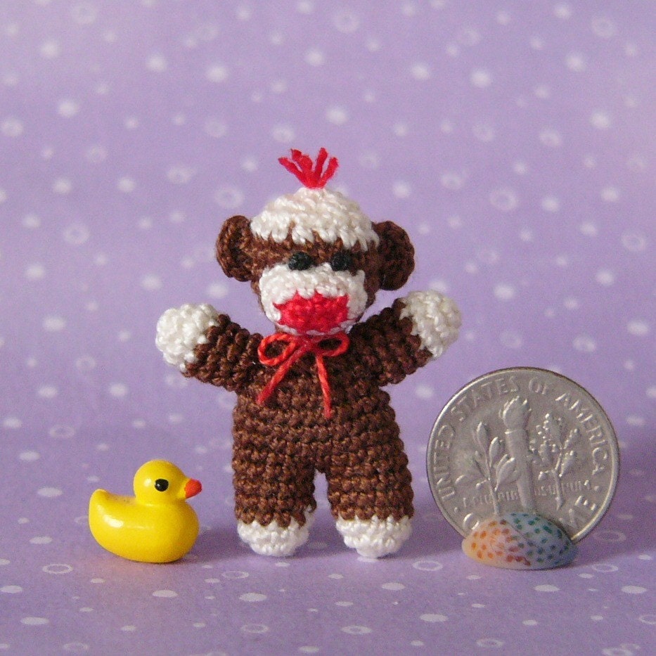 PDF PATTERN - Amigurumi Crochet Tutorial Pattern Miniature Baby Sock Monkey