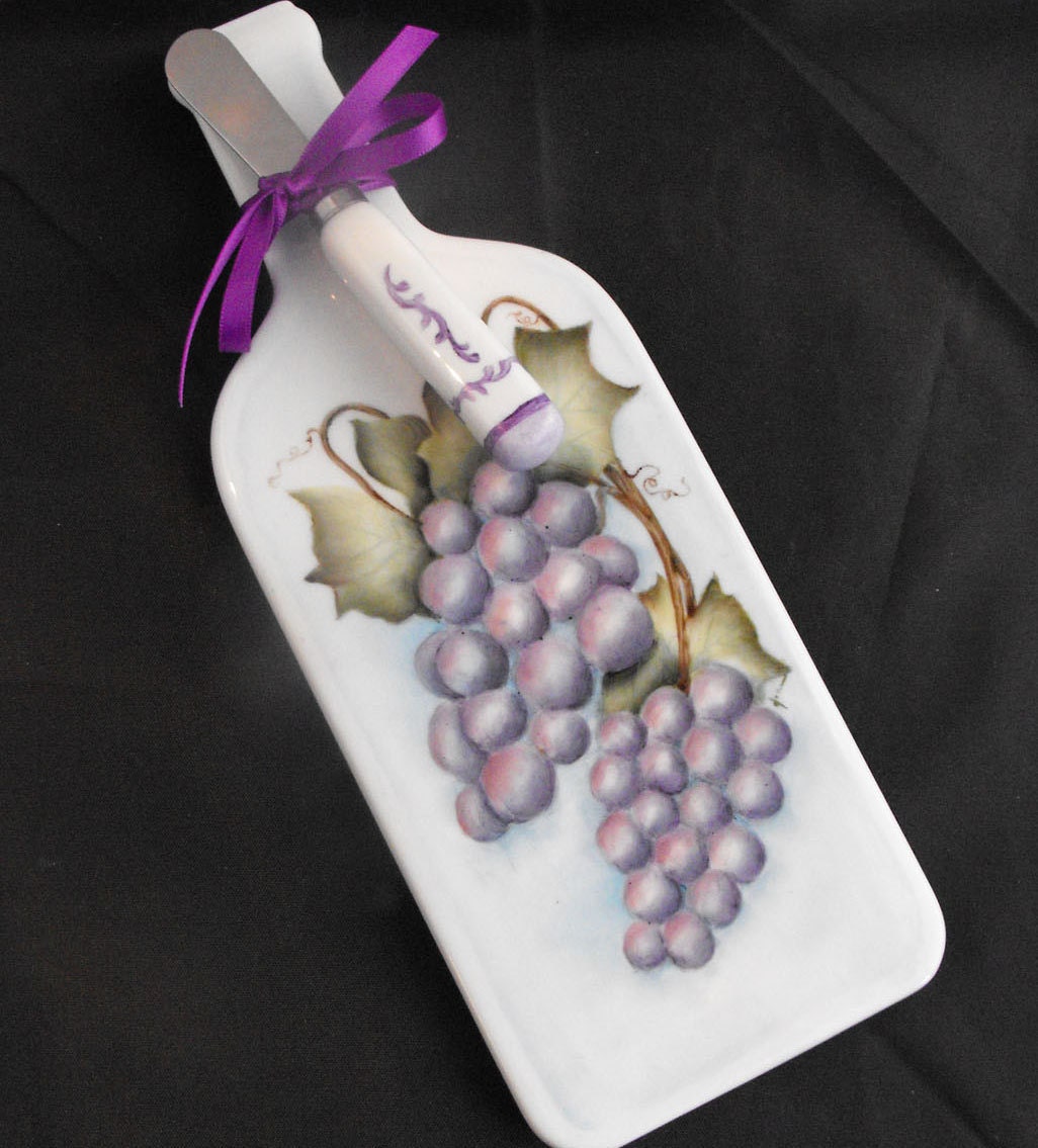 Handpainted Porcelain Wine Shaped Cheese Board