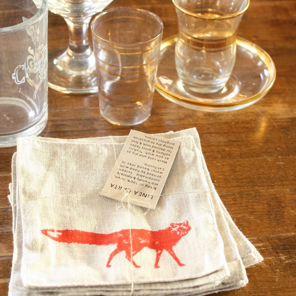 fox coasters, set of 4