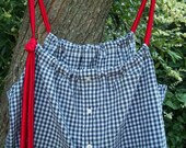 Button Down tank - Blue Gingham with red satin ties