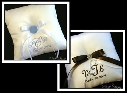 Wedding Ring Pillow with Custom Embroidery